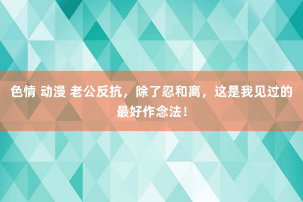 色情 动漫 老公反抗，除了忍和离，这是我见过的最好作念法！