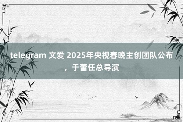 telegram 文爱 2025年央视春晚主创团队公布，于蕾任总导演